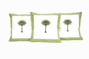 Block print palm cushions
