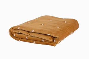 Quilted velvet bed throw tobacco