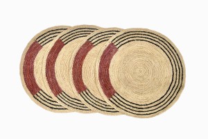 Circular table mats black rust red