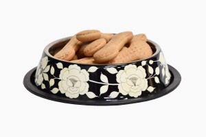 Stainless steel flower dog bowl
