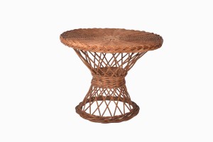 A vintage wicker table