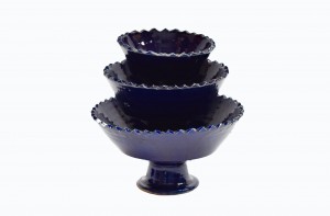 Indigo Zagora zig zag rim bowls