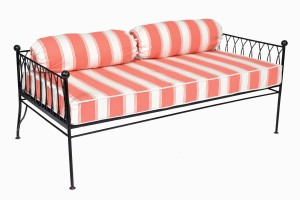 Palm springs Coral and cream stripe gunmetal daybed sofa