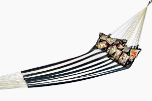 Black and white striped hammock
