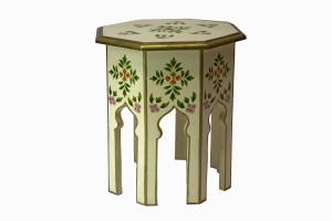 Safi vintage painted octagonal side table cream