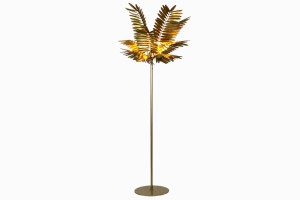 Gold metal palm tree standard lamp