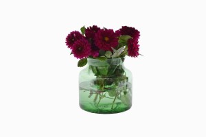 East European glass vase with flowers 