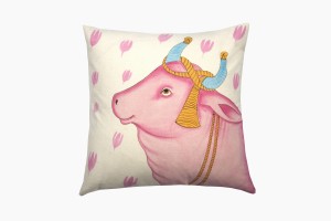 Plump pink holy cow cushion