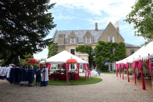 6m Pavilion with hot pink drapes at a wedding in the country
