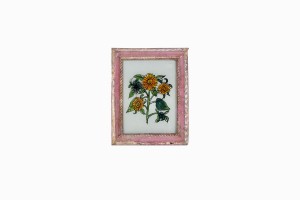 Indian glass painting of some marigolds (very small)