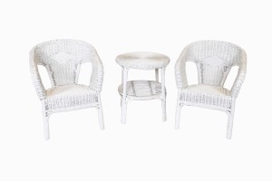 white wicker chairs and table