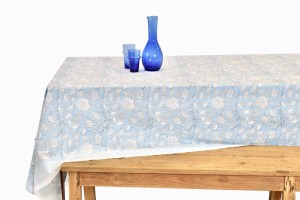 Medium block print tablecloth blue TC3
