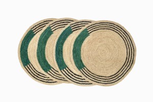 Circular table mats black forest green 
