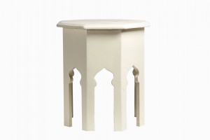 Haveli white wood octagonal side table
