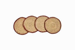 Circular raffia coasters rust edge