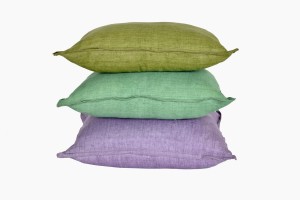 Linen cushions 50x50, olive grass and purple 