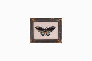 Indian glass painting of a blue butterfly (very small)