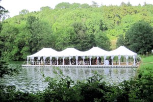 A Quadruple Maharaja used as a ceremony tent on a pontoon