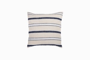 Turkish linen small square indigo:cream cushion