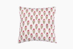 Poppy block print cushion 46cm