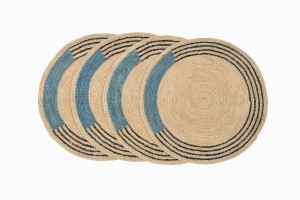 Circular table mats black powder blue