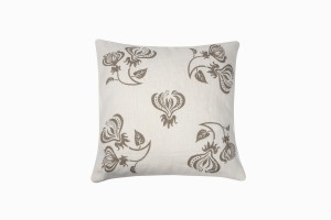 Taupe climbing flower cushion (spread) 46cm x 46cm