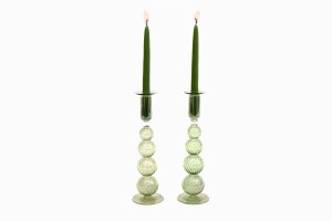 Egyptian glass candlesticks green
