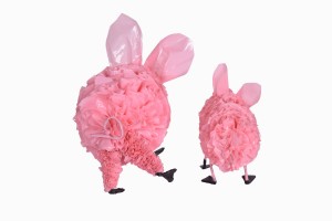 Plastic pigs back view