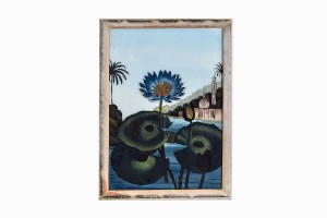 Indian glass painting of water lilies (large)