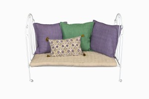 French vintage chids wrought iron cot with cushions