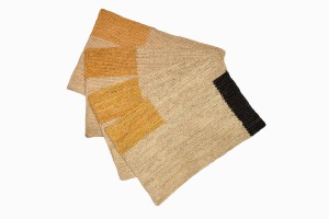 Rectangular table mats black and yellow ochre design