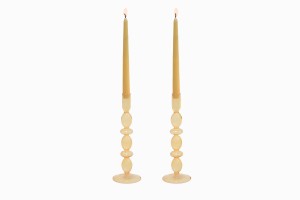 Danish ochre glass candlesticks