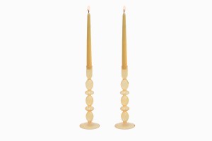 Danish ochre glass candlesticks
