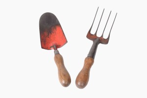 Vintage red garden tools