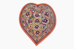 Embroidered heart orange binding