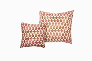 Hand block petunia cushions