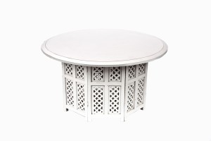 Safi white wood round lattice table