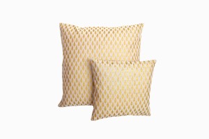 Taupe cushions with gold cypress tree print