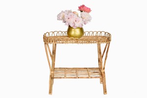 Bamboo jardiniere with flowers