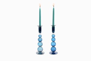 Egyptian glass candlesticks blue