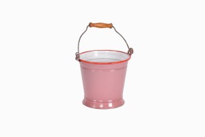 Vintage pink enamel bucket
