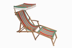 Vintage folding deckchair with sunshade