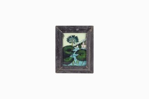 Indian glass painting of waterlilies (very small)