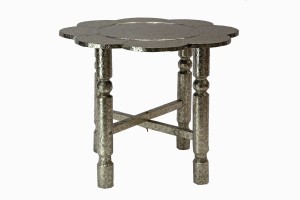 Safi embossed silver metal side table