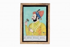 Indian glass painting of a groom with a rose