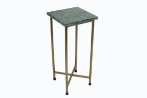 Brass coloured metal and marble side table