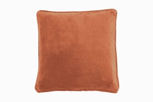 Square velvet cushion soft orange