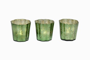Fluted green mirror votives