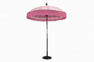 Balinese fringed parasol pink silver