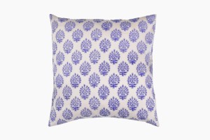 Blue tree block print cushion 46cm
